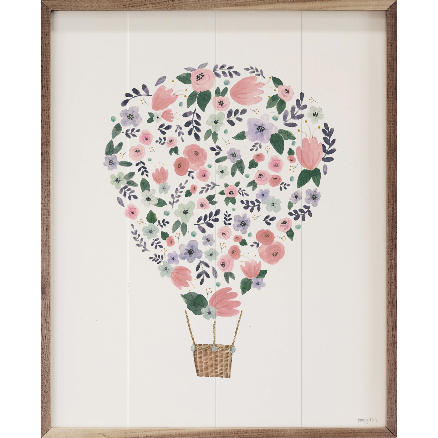 Vibrant Rainbow Hot Air Balloon Wood Framed Wall Art Print - Perfect for Nursery, Kids Room Decor & Boho Home Aesthetic