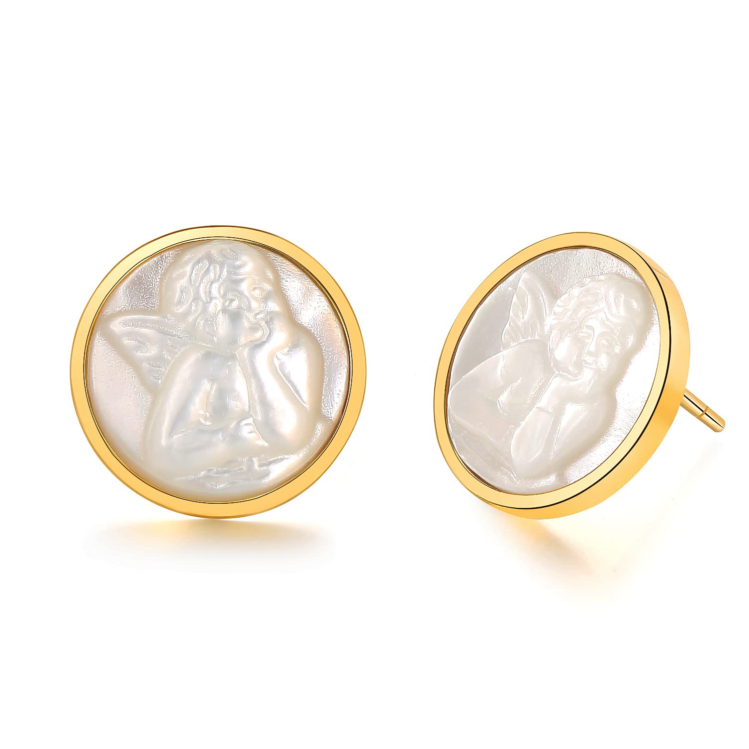 18K Gold Plated Angle Shell Stud Earrings for Women - Cute Dainty Fashion Jewelry Gift for Her | Perfect for Everyday Wear, Date Nights & Special Occasions