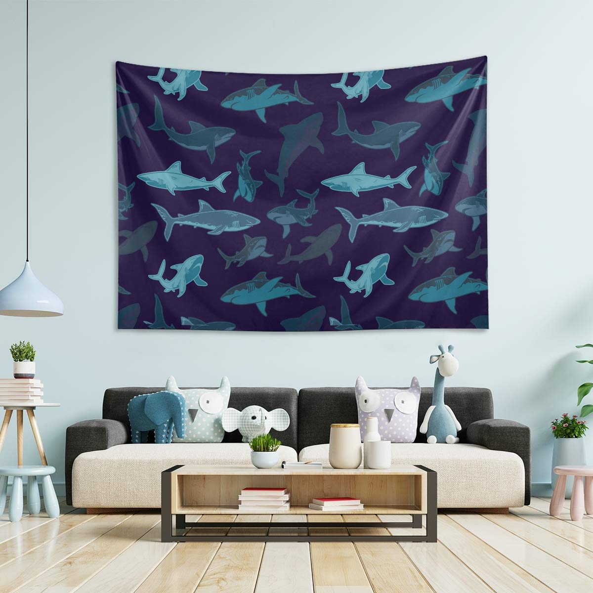 Whale Shark Tapestry Wall Hanging - 80x60 Inch Large Ocean Themed Bedroom Decor for Dorm, Living Room | Boho Home Decor, Beach House Aesthetic