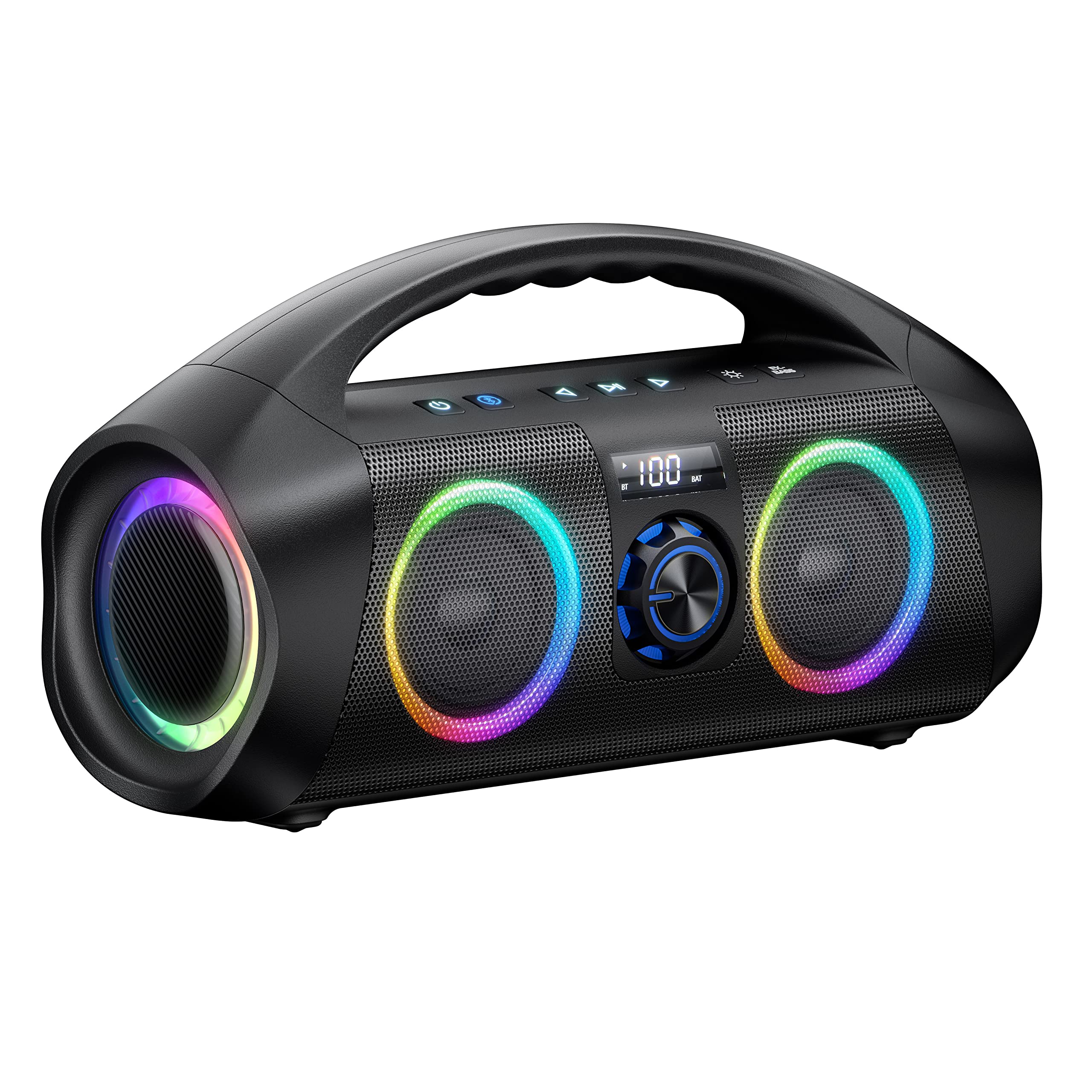**60W Bluetooth Speaker with Booming Bass & Subwoofer - IPX7 Waterproof, Beat-Driven LED Lights, Power Bank - Wireless Portable Loud Speaker for Outdoor, Party, Beach, Camping & Travel - Perfect Gift for Men & Dad**