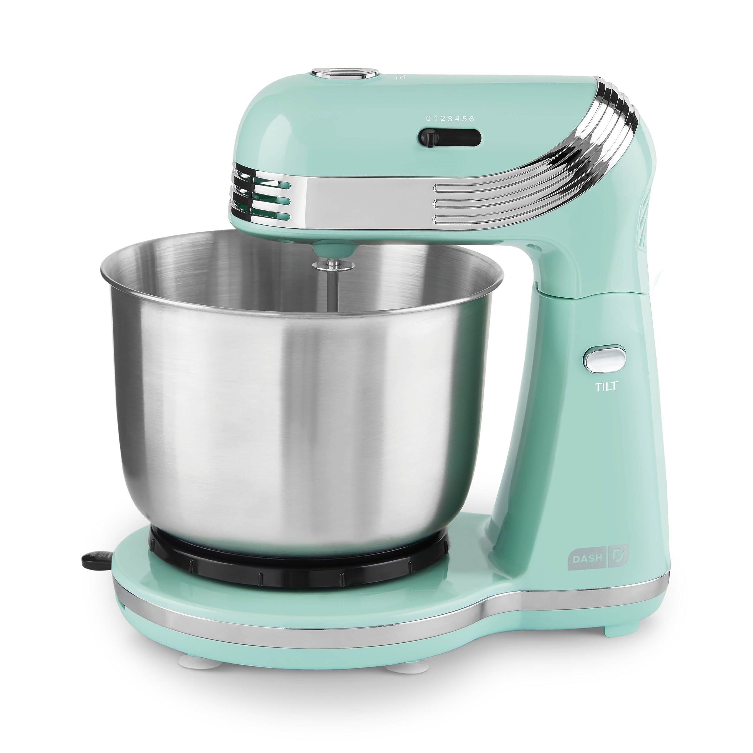 Dash Stand Mixer - 6-Speed Electric Mixer with 3-Quart Stainless Steel Bowl, Dough Hook & Beater Attachments for Baking, Cooking & Mixing - Perfect for Cakes, Cookies, Bread & More - Aqua Blue Kitchen Appliance