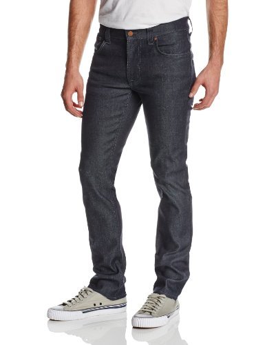 Nudie Jeans Men's Slim Fit Thin Finn Denim Jeans in Dry Dark Grey - Perfect for Casual Wear, Night Out & Street Style Fashion