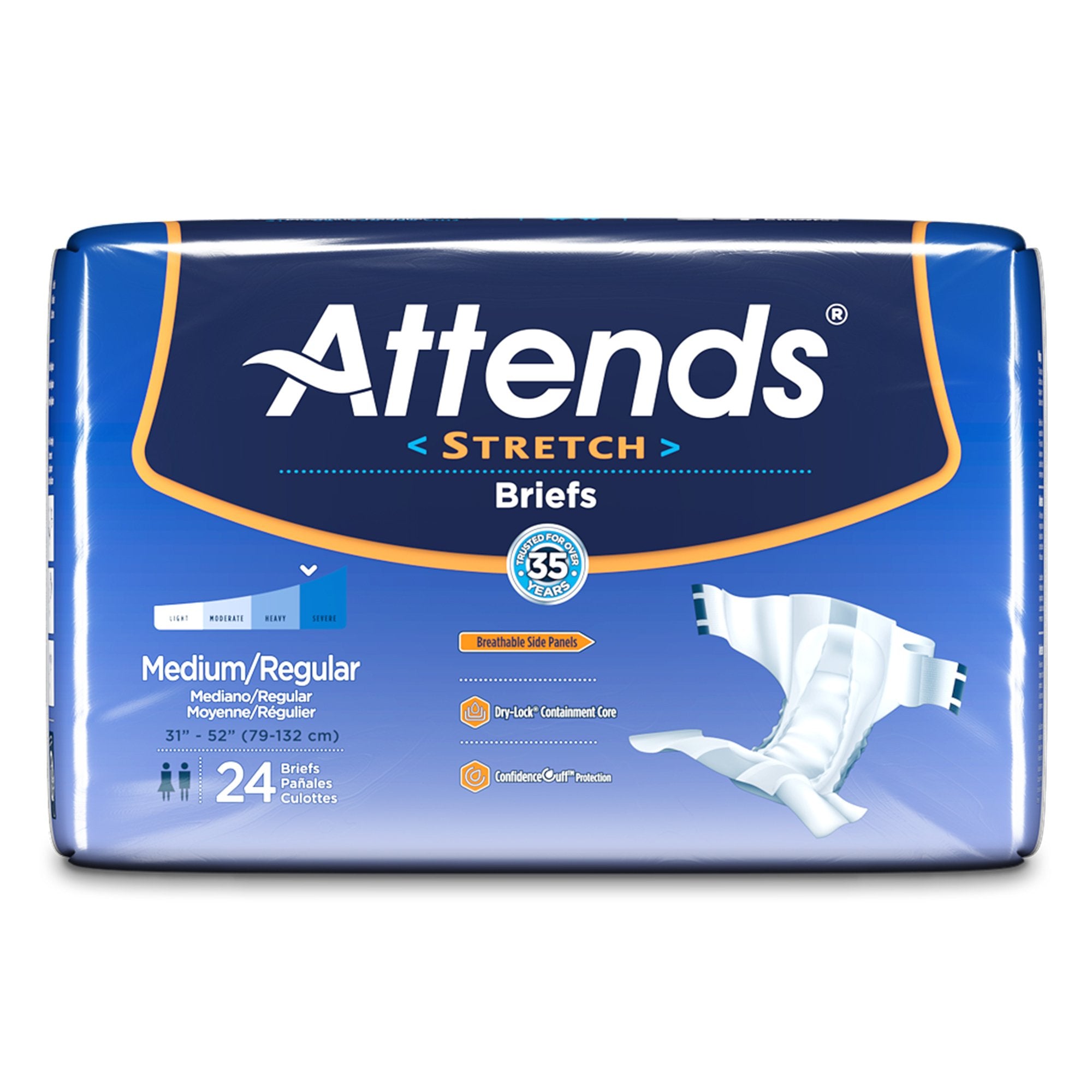 Attends® Stretch Unisex Adult Incontinence Briefs - Maximum Absorbency & Comfort for Day & Night Use - Ideal for Active Seniors & Post-Surgery Care