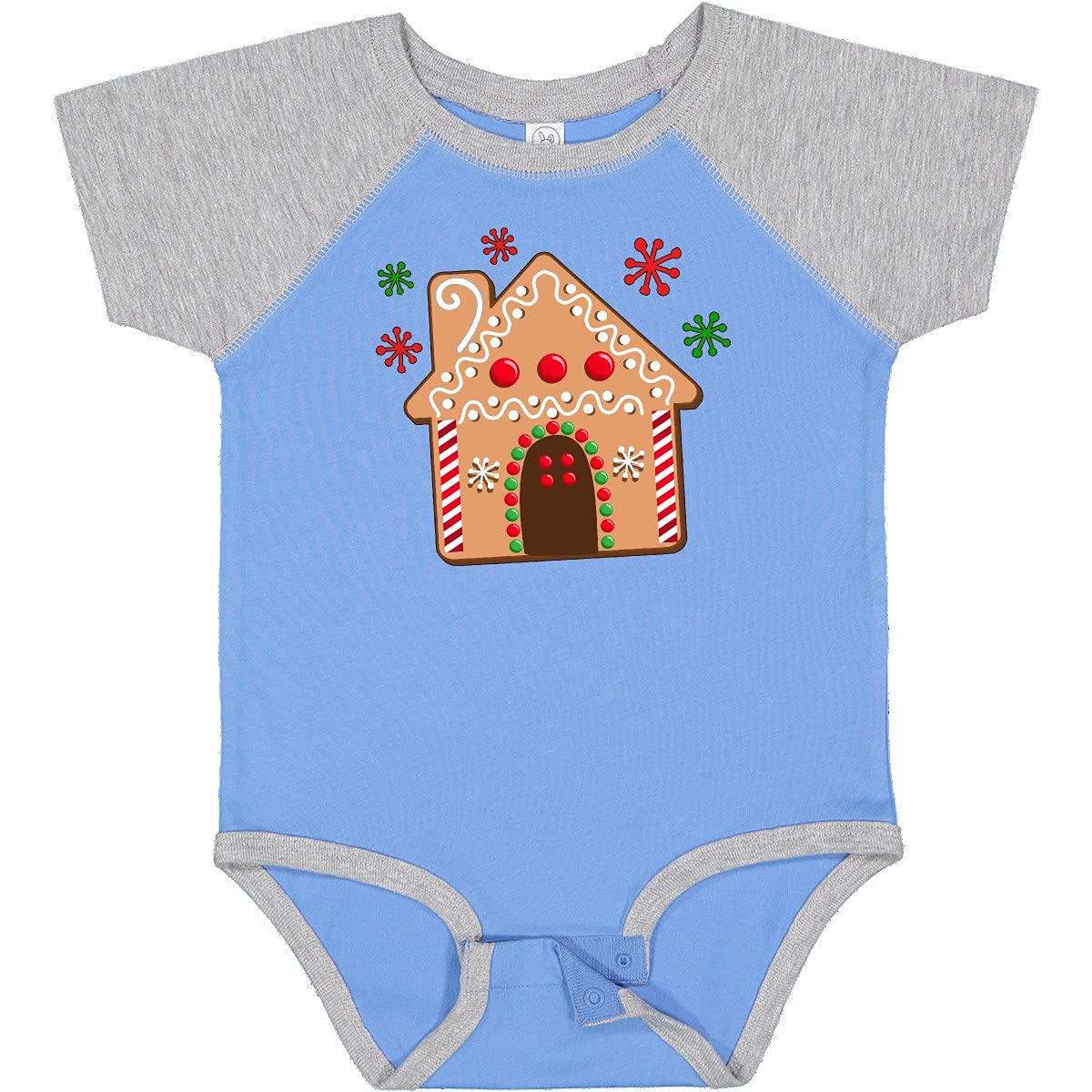 Inktastic Gingerbread House Cookie with Snowflakes Baby Bodysuit - Cute Christmas Outfit for Infants, Holiday Family Matching Pajamas, Newborn Photo Shoot Outfit, Winter Baby Shower Gift