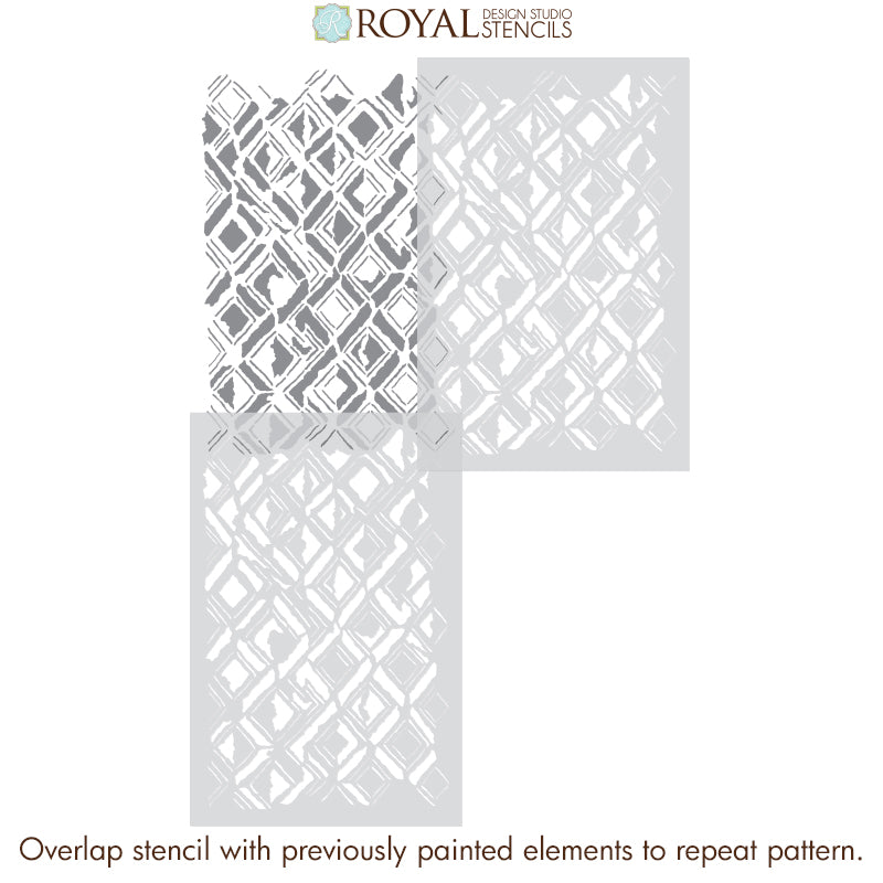 Kuba Cloth Wall Stencil - African Tribal Pattern Template for DIY Home Decor, Wall Painting & Craft Projects - Perfect for Bohemian, Ethnic & Tribal Style Interior Design