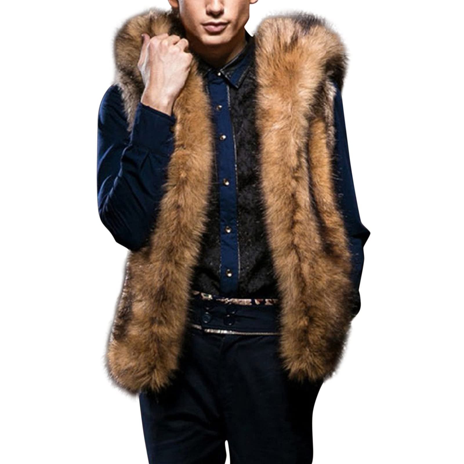 Men's Spring Jacket - Warm Thick Sleeveless Faux Fur Vest Coat for Winter, 4XL Large Size | Outdoor Activities, Casual Wear & Cold Weather Protection