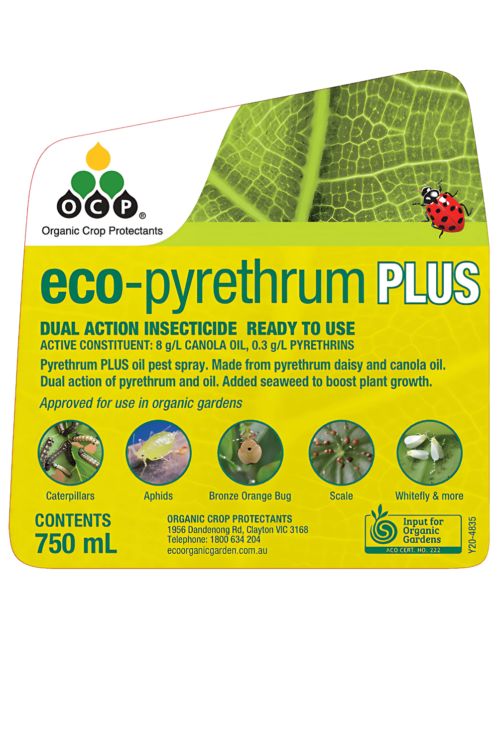 OCP Eco Pyrethrum PLUS RTU 750ml - Natural Pest Killer Spray | Ready-to-Use Organic Insecticide for Home, Garden & Indoor Plants | Safe for Pets & Kids