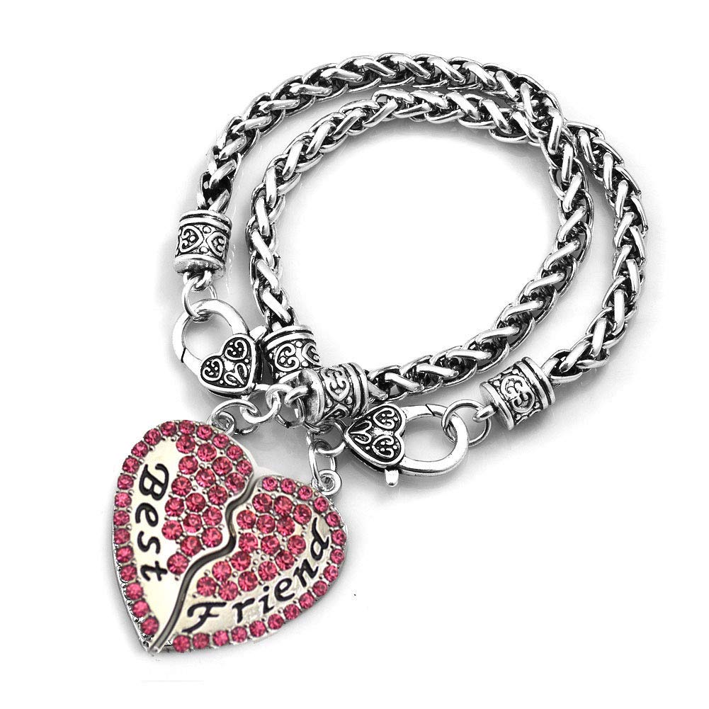 MZC Jewelry Best Friend Bracelet Set for 2 Girls - Half Heart Shaped Love Friendship Bracelets for Women & Sisters, Perfect for Birthdays, Anniversaries, and Special Occasions