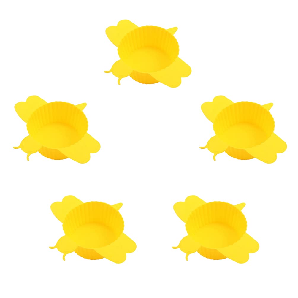 5Pcs Silicone Bee-Shaped Cupcake Liners - Reusable Baking Molds for Muffins, Cupcakes & DIY Desserts | Perfect for Birthday Parties, Baby Showers & Holiday Baking
