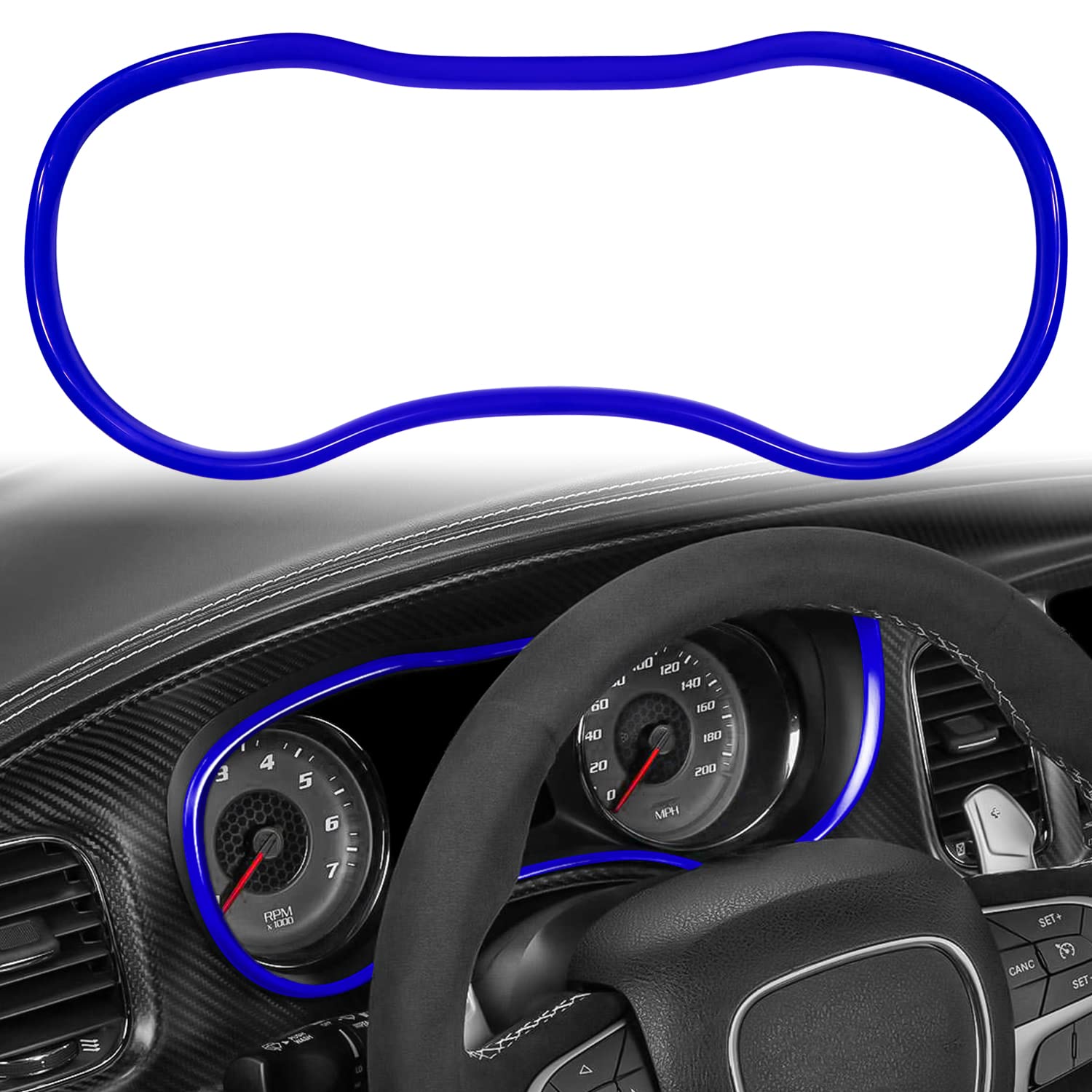 LAIKOU ABS Dashboard Cover for 2015-2021 Dodge Charger - Blue Interior Accessory | Center Console & Dash Board Trim | Perfect for Car Customization & Protection