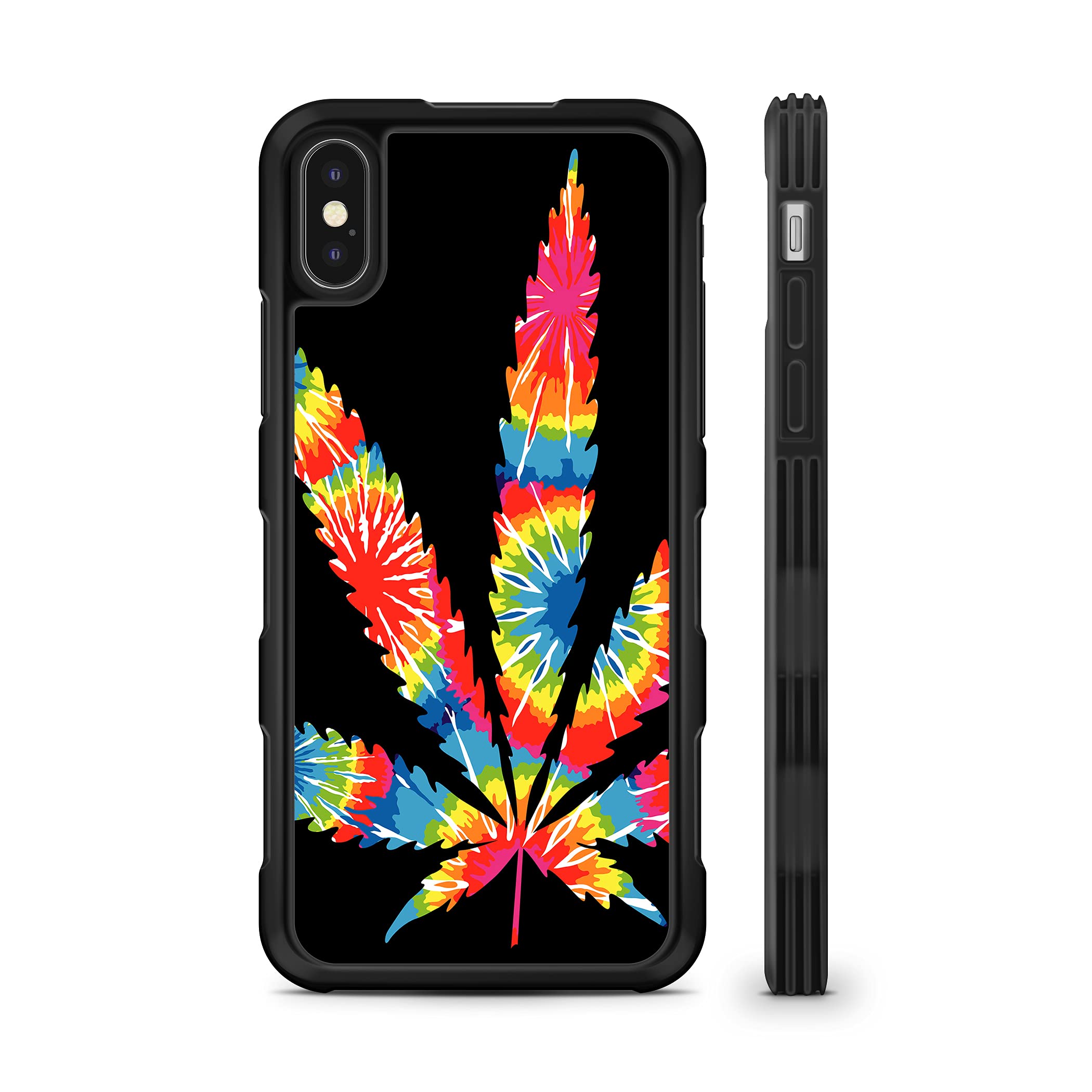 **iPhone XR Psychedelic Marijuana Weed Leaf Hybrid Rubber Protective Phone Case - Durable & Stylish Cover for Everyday Use, Parties & Festivals**