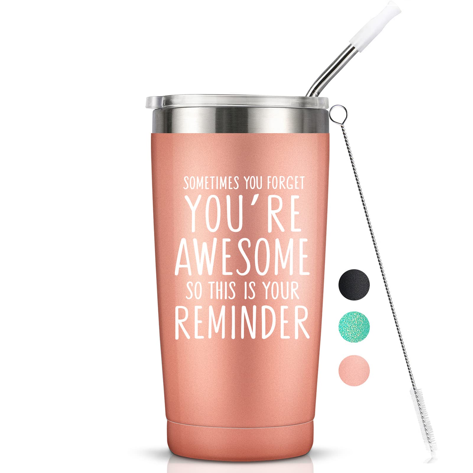 Inspirational Motivational Gifts for Women - 20oz Rose Gold Insulated Tumbler with Uplifting Message - Perfect Birthday Gift for Best Friend, Daughter, Mom & Coworker - Great for Coffee, Tea & Daily Hydration at Home, Office or Gym