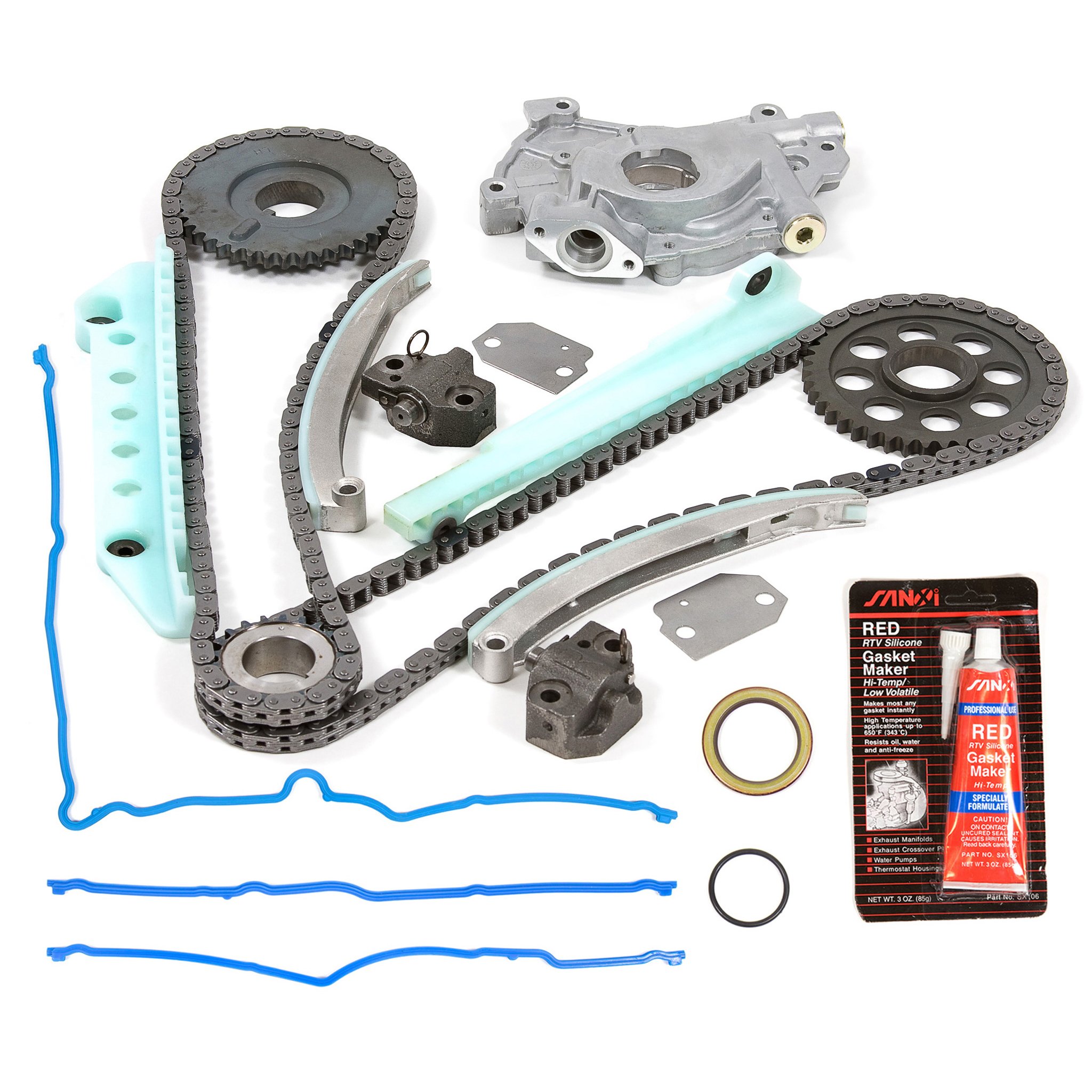 Evergreen TKTCS6046WOP Timing Chain Kit Compatible with 1997-2013 Ford Lincoln Mercury 4.6L SOHC 16V Windsor Engine - Includes Oil Pump & Timing Cover Gasket | Perfect for Engine Rebuilds & Timing System Maintenance