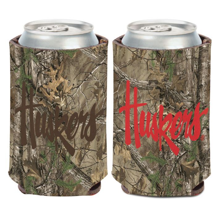 Nebraska Huskers Camo Can Cooler - Insulated Beer Koozie for Tailgating, Camping & Outdoor Parties - Officially Licensed College Football Merchandise