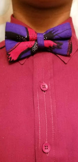 Kids' Purple African Print Bow Tie DPC3762BT2 - Stylish Accessory for Boys' Formal Wear, Birthday Parties & Cultural Events