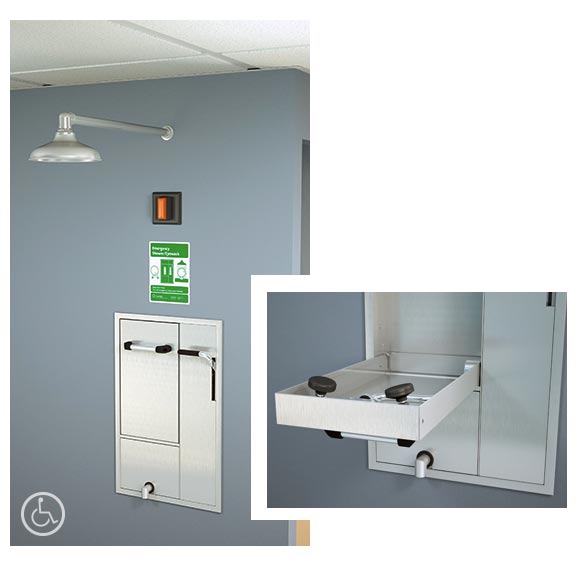 Guardian GBF2172 Barrier-Free Recessed Safety Station - ADA Compliant Emergency Shower & Eyewash Station for Industrial Workplaces & Laboratories