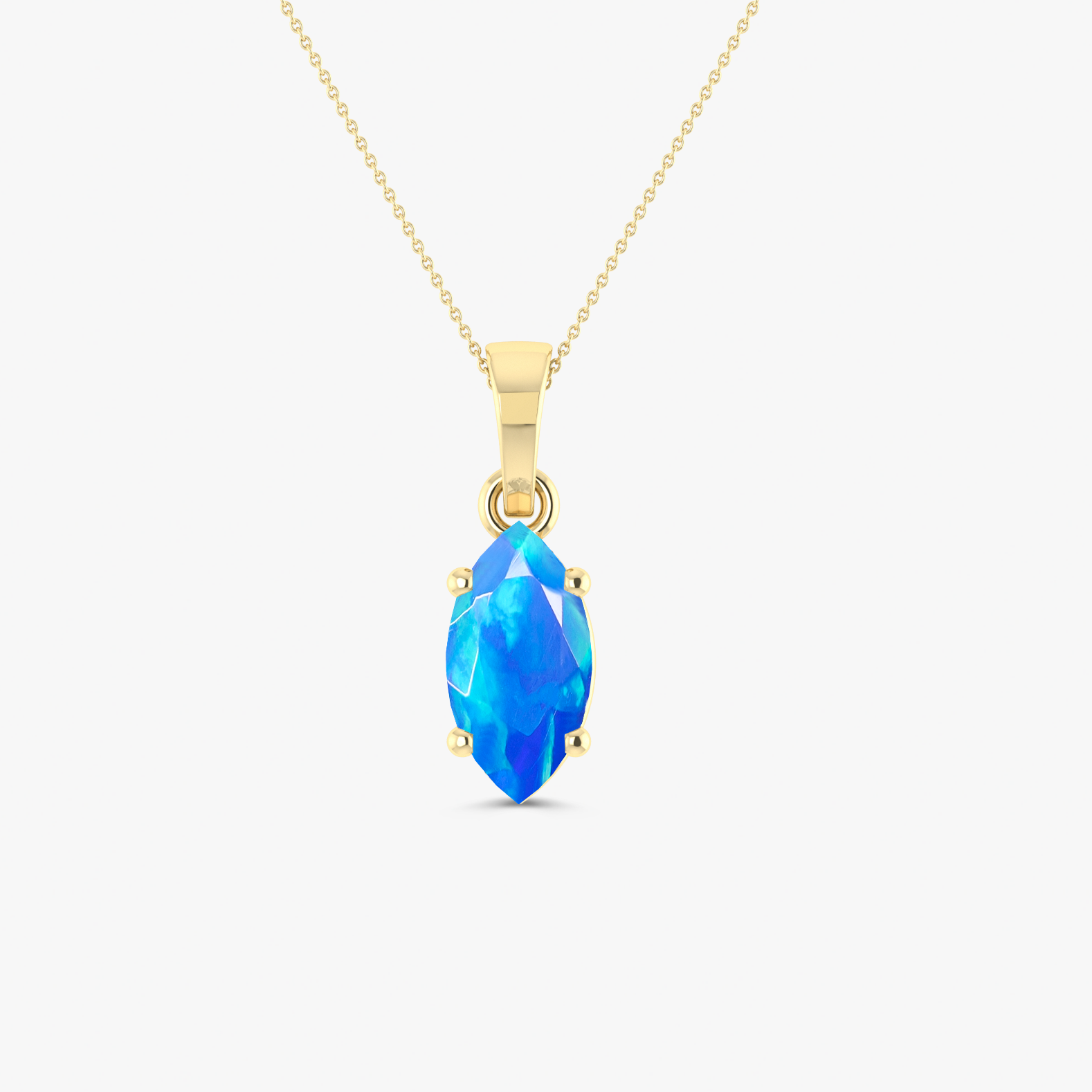 Natural Blue Opal Solitaire Pendant Necklace for Women - 925 Sterling Silver Chain Jewelry - Perfect for Weddings, Anniversaries & Special Occasions