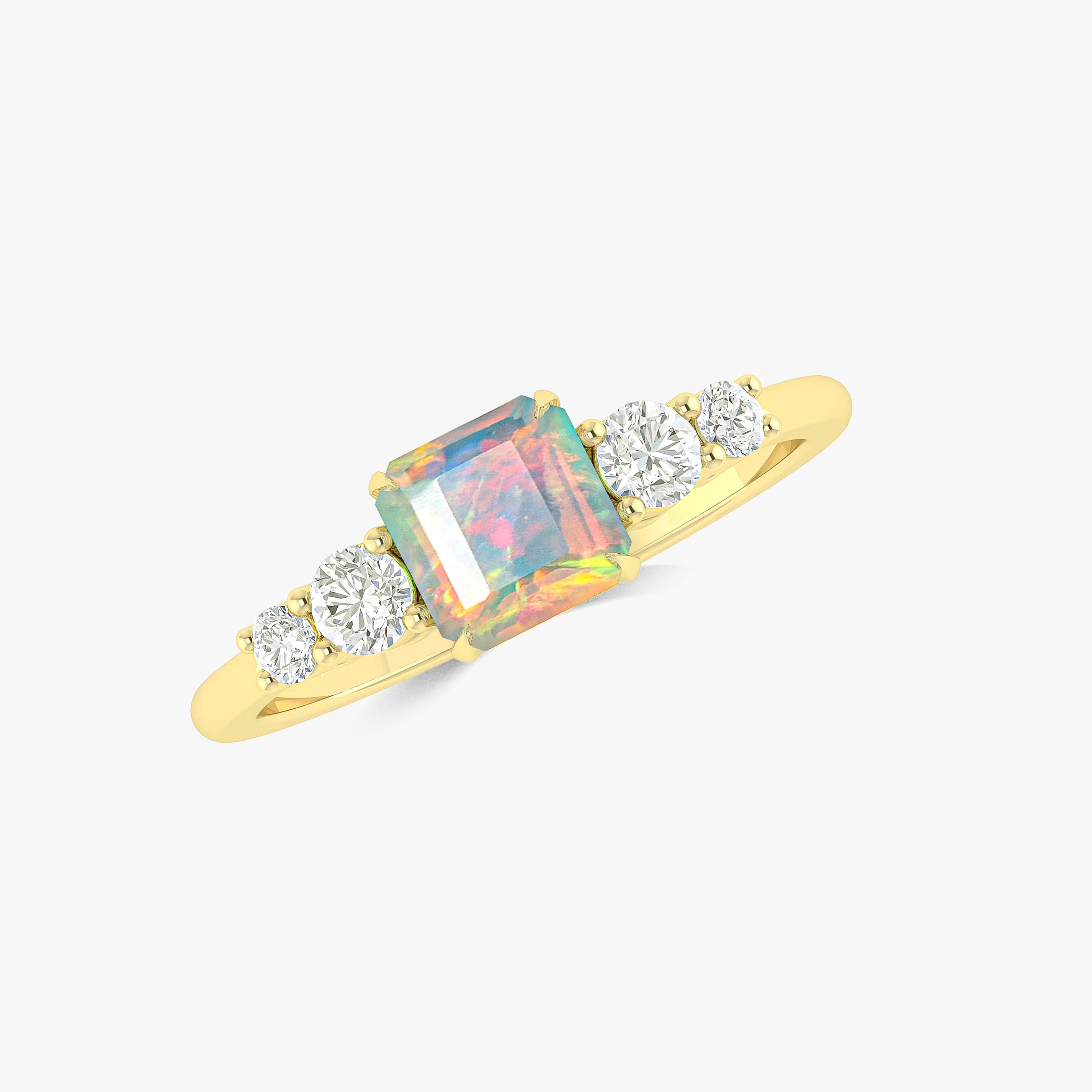 Natural White Fire Faceted Octagon Opal Ring for Women - Elegant Jewelry Gift for Birthday, Anniversary & Special Occasions