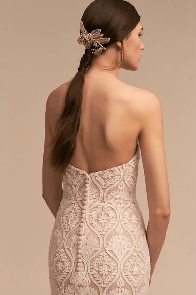 BHLDN Whispers & Echoes Lilac Wedding Gown - Elegant Lace Bridal Dress for Romantic Ceremonies & Evening Receptions