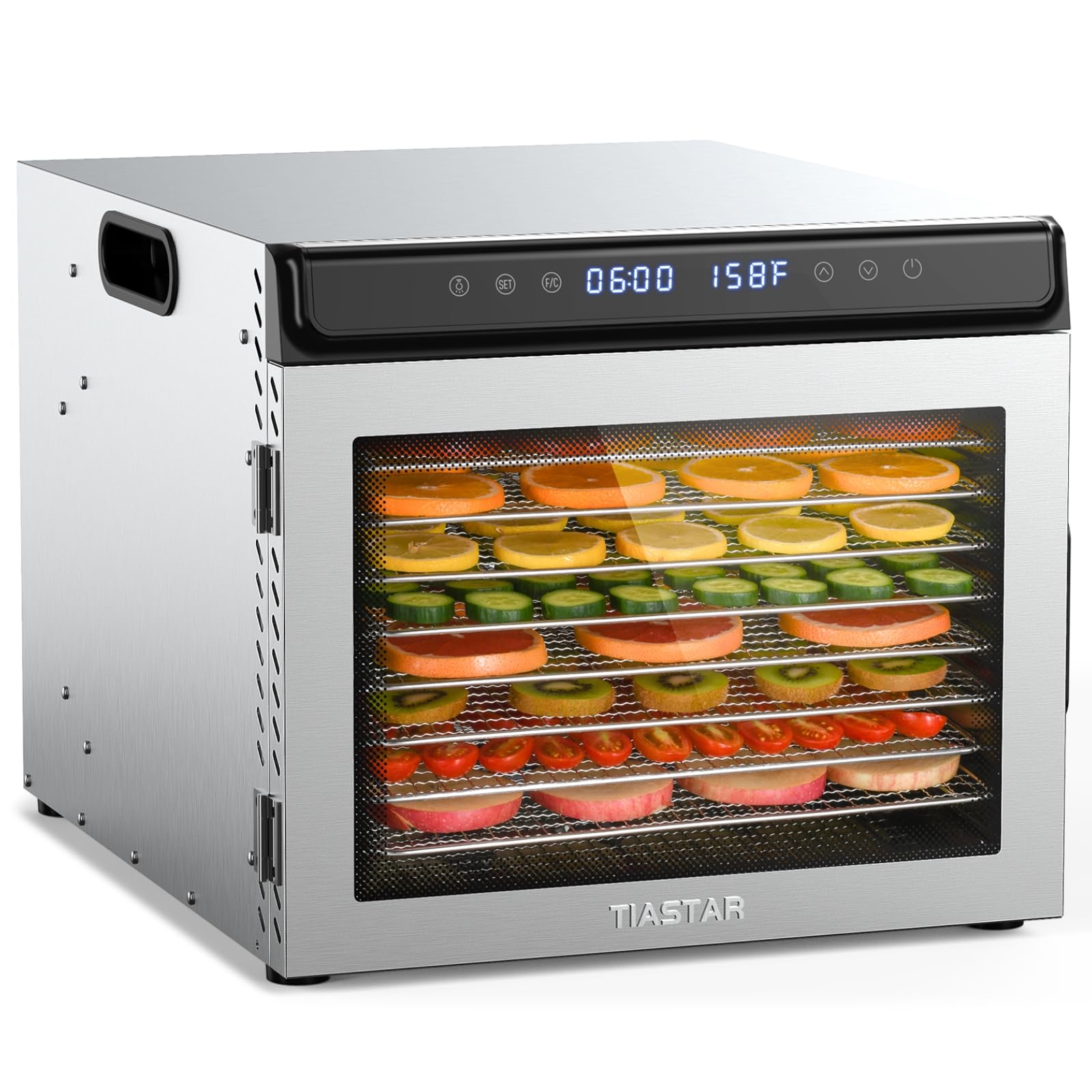 Premium 8-Tray Stainless Steel Food Dehydrator - 850W Electric Dryer with 72H Timer & Adjustable Temperature Control - Perfect for Making Beef Jerky, Dried Fruits, Herbs & Healthy Snacks - Includes Recipe Guide for Home & Commercial Use