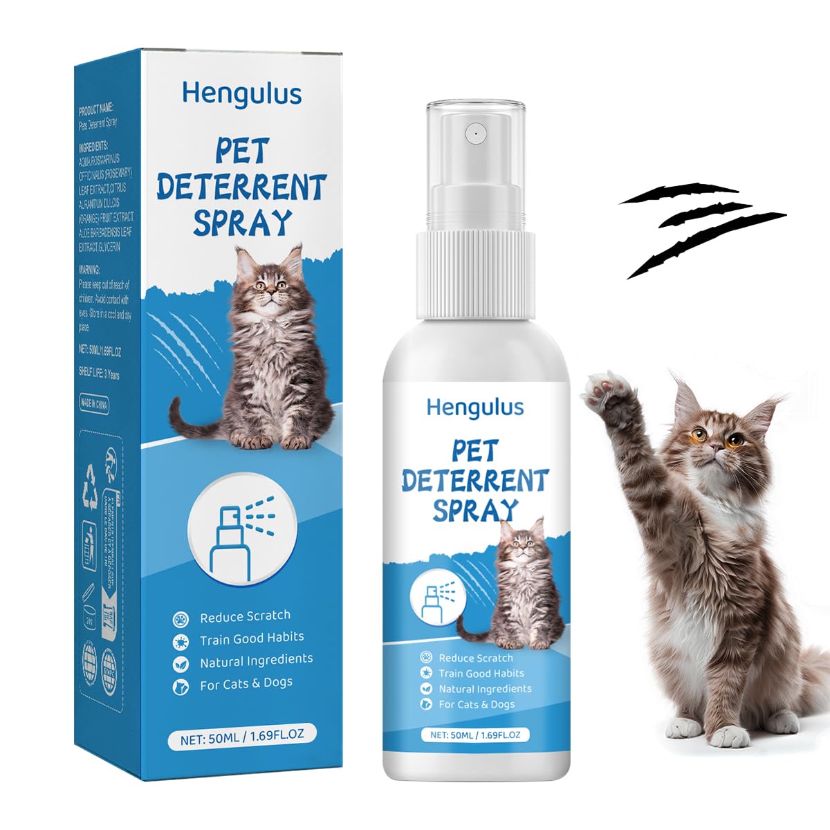 Natural Cat Deterrent Spray for Indoor & Outdoor Use - Safe Training Aid for Cats & Kittens | Protects Furniture, Sofas, Curtains from Scratching | Made with Premium Ingredients | Ideal for Home, Office, and Garden Protection