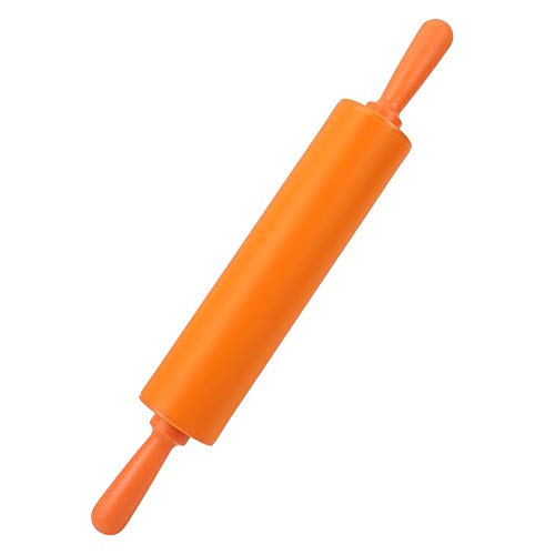 Non-Stick Silicone Rolling Pin for Baking - Premium Pastry Dough Roller for Cookies, Pizza, Fondant, Dumplings & Bread Making | Dishwasher Safe & Easy Clean | Perfect for Home Bakers & Professional Chefs (Orange)