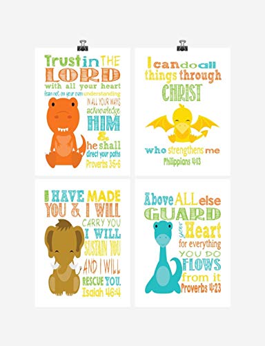 Dinosaur Nursery Decor Set - T-Rex, Diplodactyl, Pterodactyl, Mammoth Prints for Kids Room