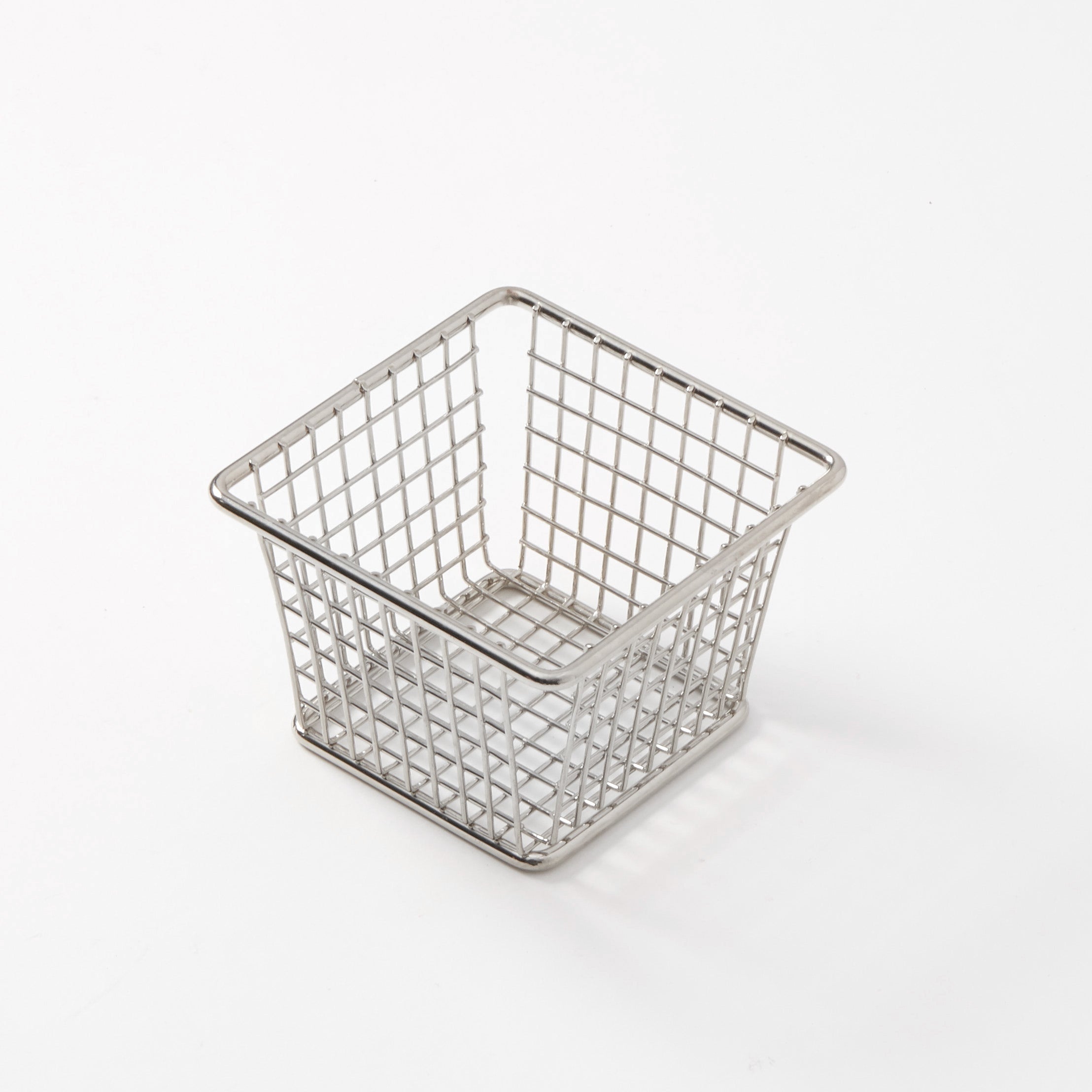 American Metalcraft 4 Square Tabletop Fry Basket - 3 Inch Height Stainless Steel Deep Fryer Basket for Restaurants, Food Trucks & Home Cooking