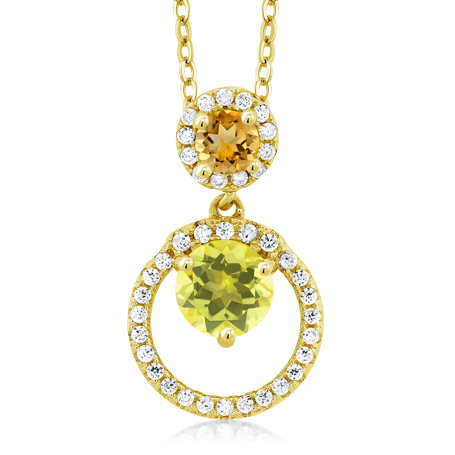 1.86 Ct Canary Mystic Topaz & Yellow Citrine Pendant - 18K Gold Plated Sterling Silver Jewelry for Women | Elegant Necklace Gift for Birthday, Anniversary & Special Occasions
