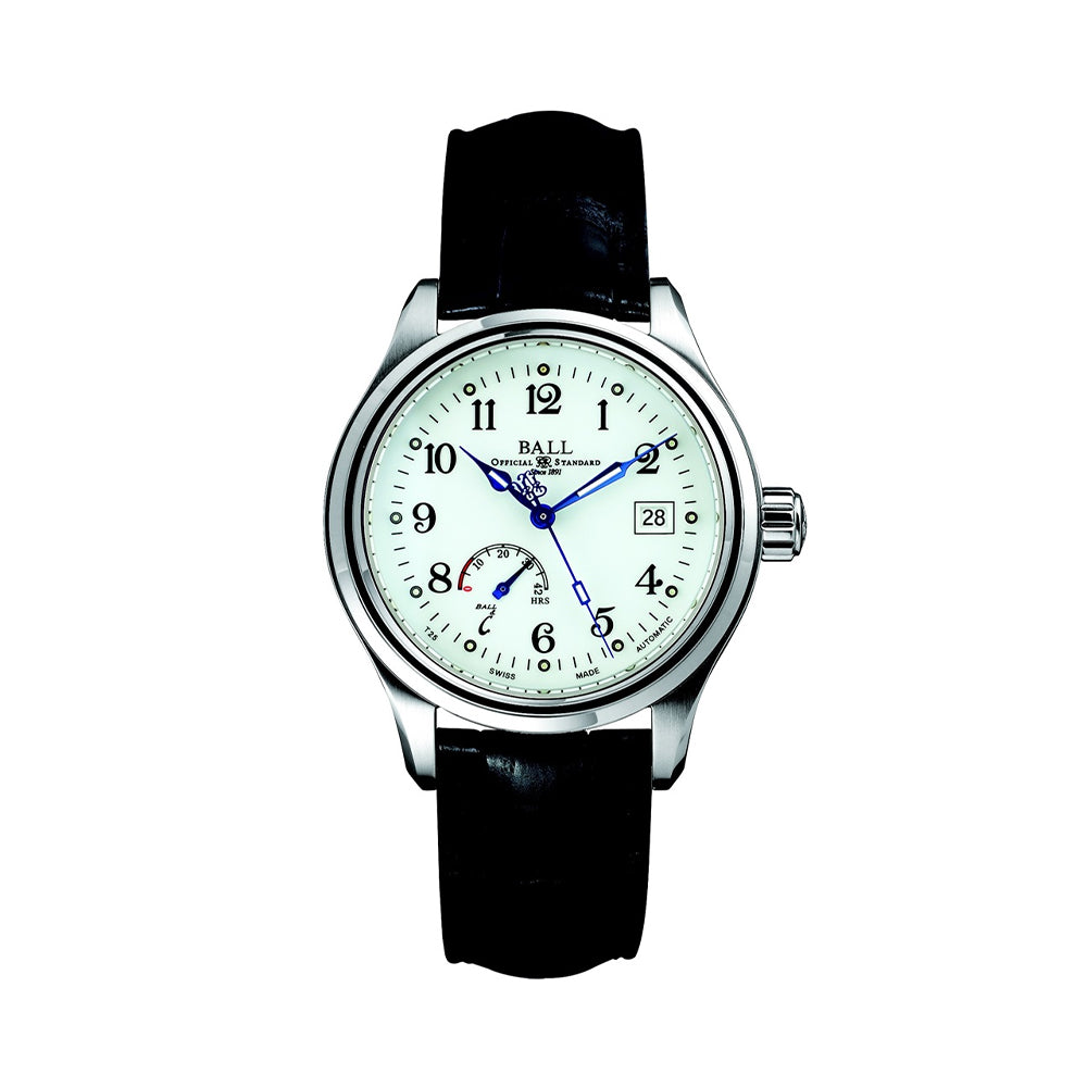 Trainmaster Power Reserve 41mm Men's Watch - White Dial with Genuine Leather Strap - Automatic Mechanical Watch for Business, Casual & Formal Occasions