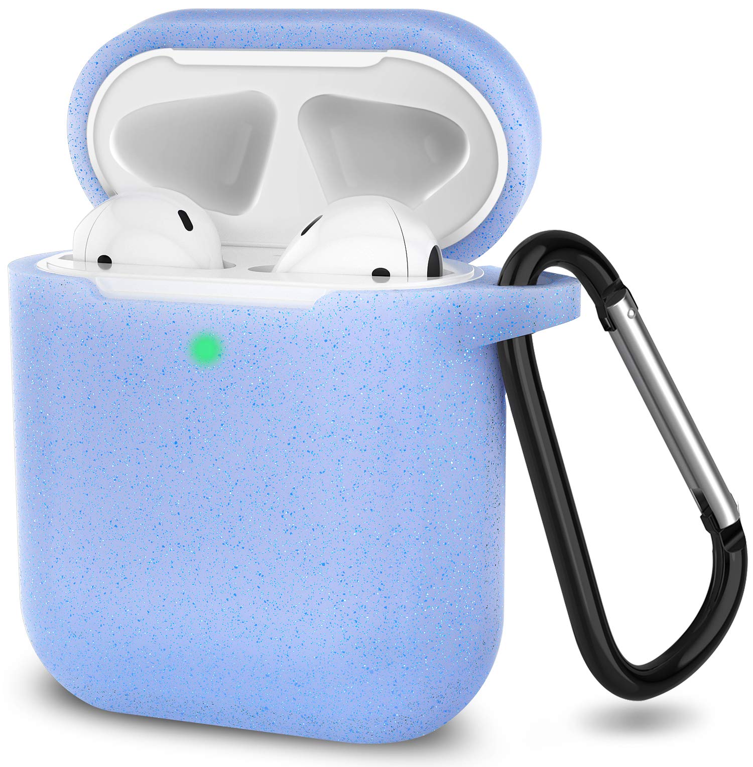 SATLITOG Glitter Blue Silicone Case for Apple AirPods 1 & 2 - Wireless & Wired Charging Compatible with Visible LED (Perfect for Gym, Travel & Daily Protection)