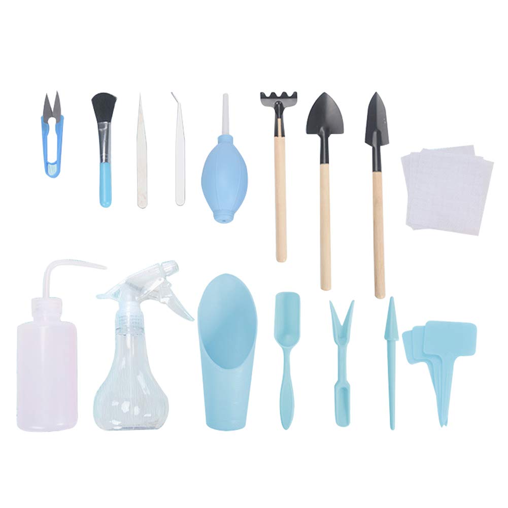 DierCosy 16-Piece Mini Garden Tool Set - Succulent & Indoor Plant Care Tools - Transplanting, Pruning, Digging Hand Tools for Fairy Gardens, Houseplants, Bonsai & Small Space Gardening