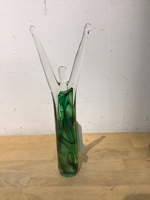 11 Green and Clear Art Glass Figurines - Handcrafted Home Decor for Living Room, Office, and Gift Giving