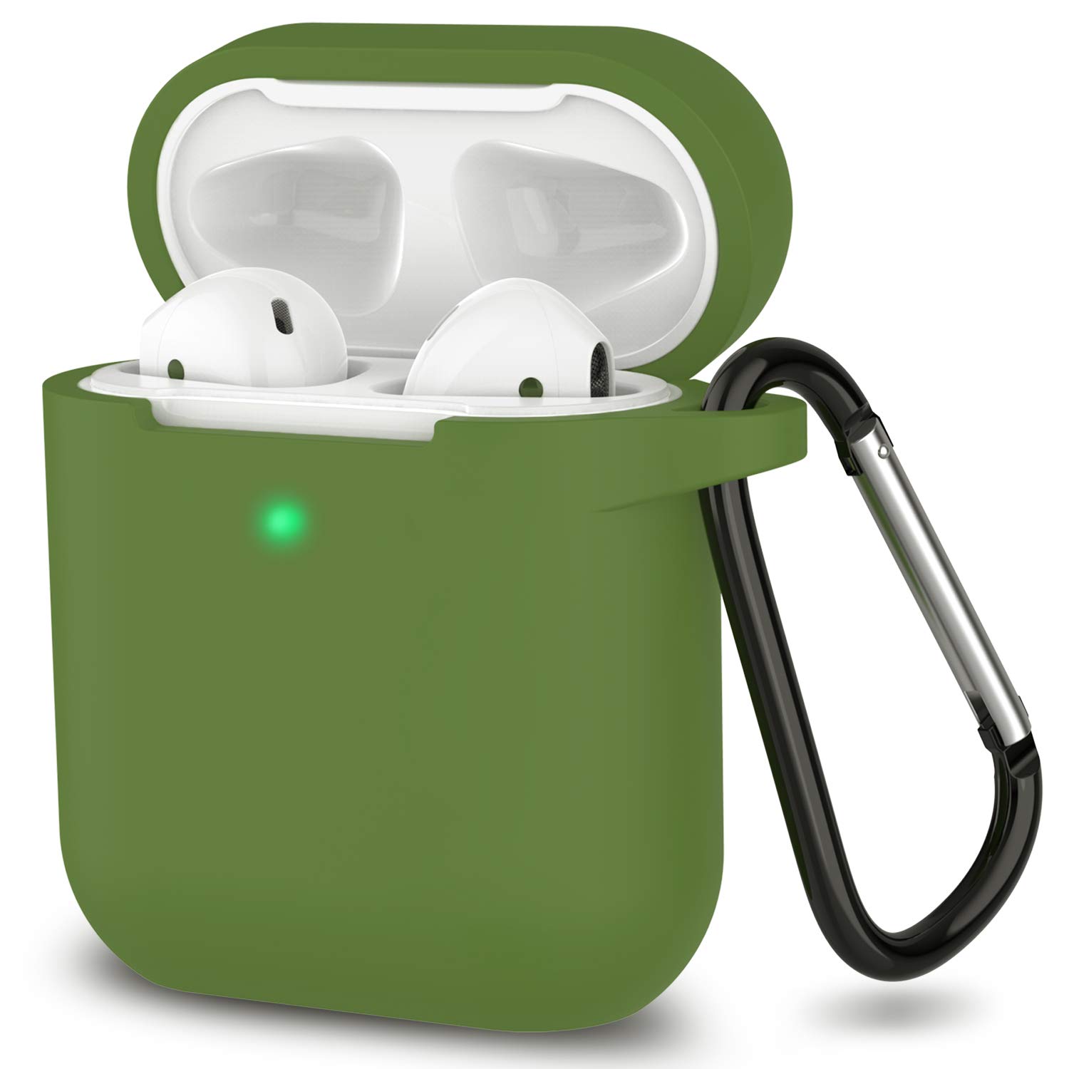 SATLITOG Silicone Protective Case for Apple AirPods 1 & 2 - Wireless & Wired Charging Compatible, Front LED Visible, Olive Green - Perfect for Gym, Travel & Everyday Use