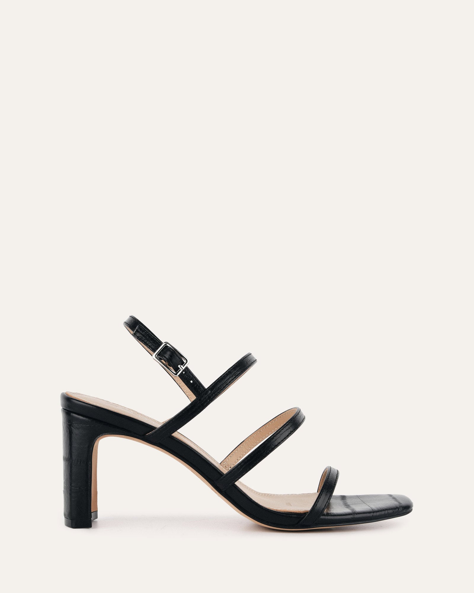 NIX Women's Black Lizard Print Mid Heel Sandals - Comfortable Summer Dress Shoes for Weddings, Parties & Office Wear