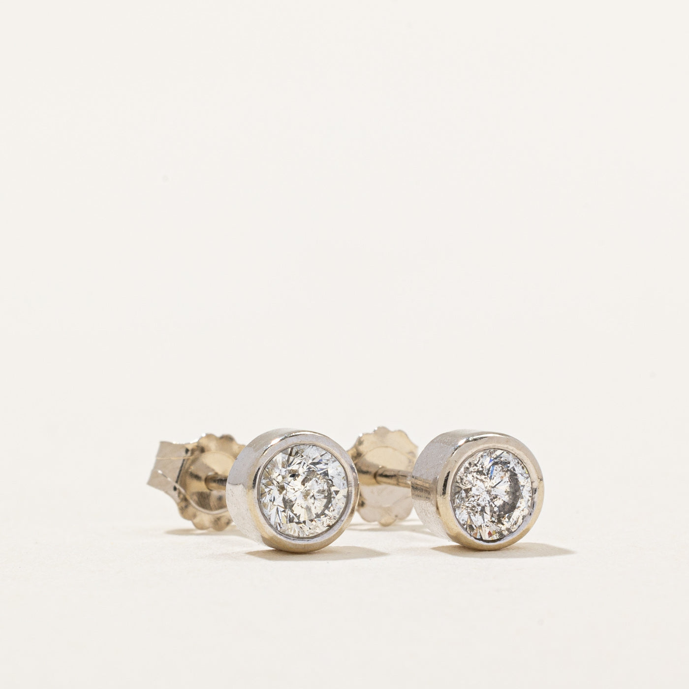 0.55ctw Bezel Set Diamond Stud Earrings - Round Cut 14K White Gold Earrings for Women | Perfect for Everyday Wear, Anniversary Gifts & Special Occasions
