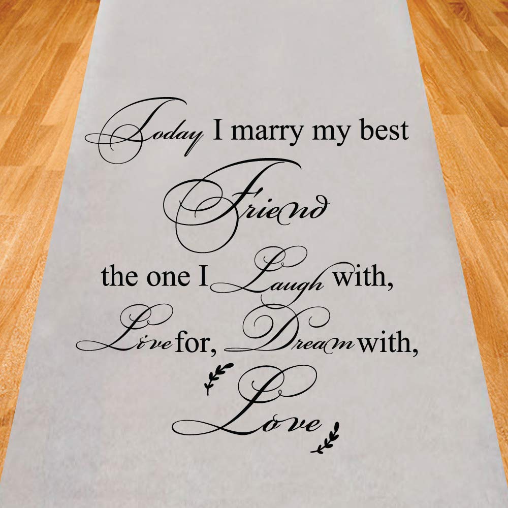 75 Feet Long Wedding Aisle Runner - Gifts & Company 'Today I Marry My Best Friend' Ceremony Decor for Outdoor & Indoor Weddings