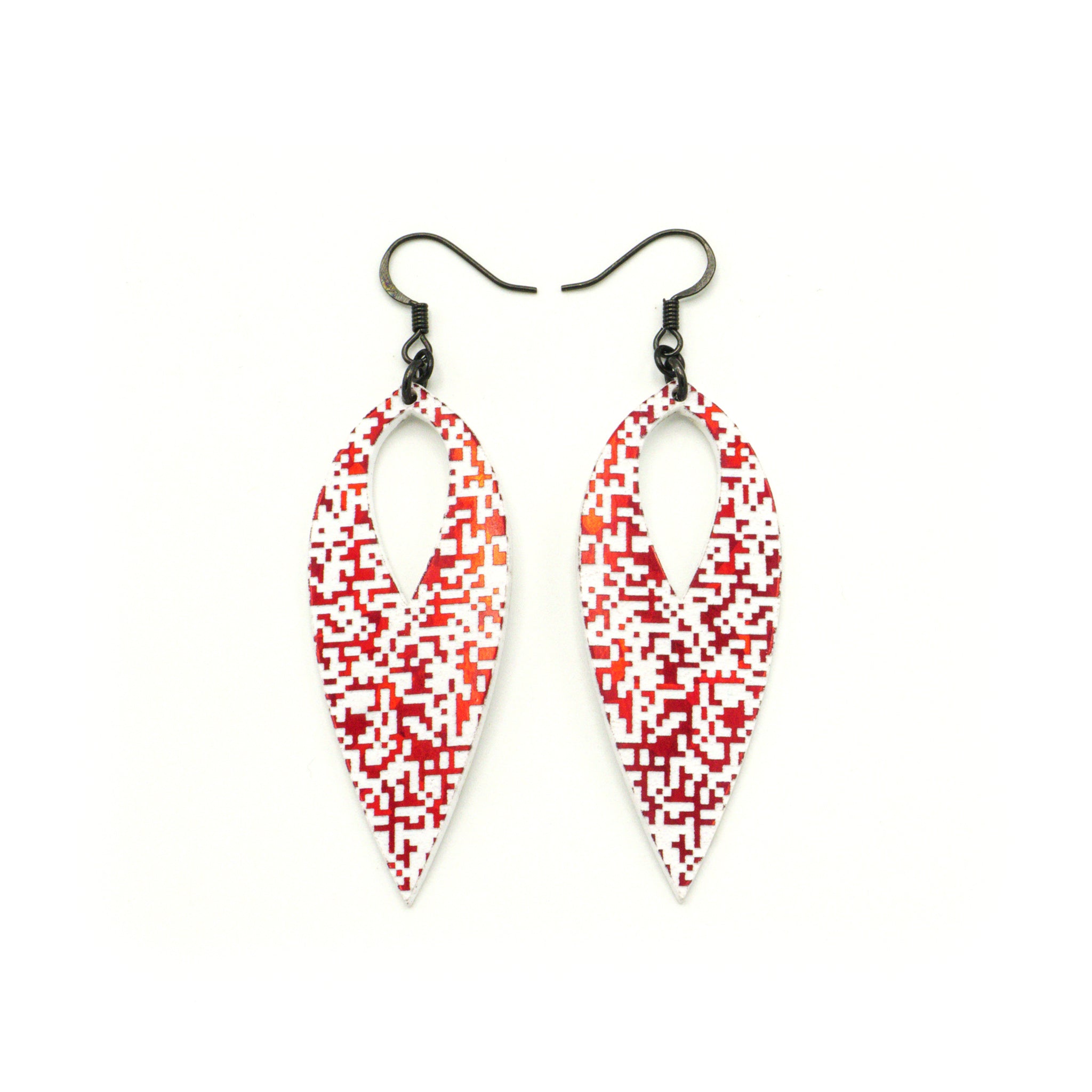 Nativas Acrylic Earrings Set of 15 - Red Holographic & White Dangle Earrings for Women | Trendy Party, Wedding, and Everyday Fashion Accessories