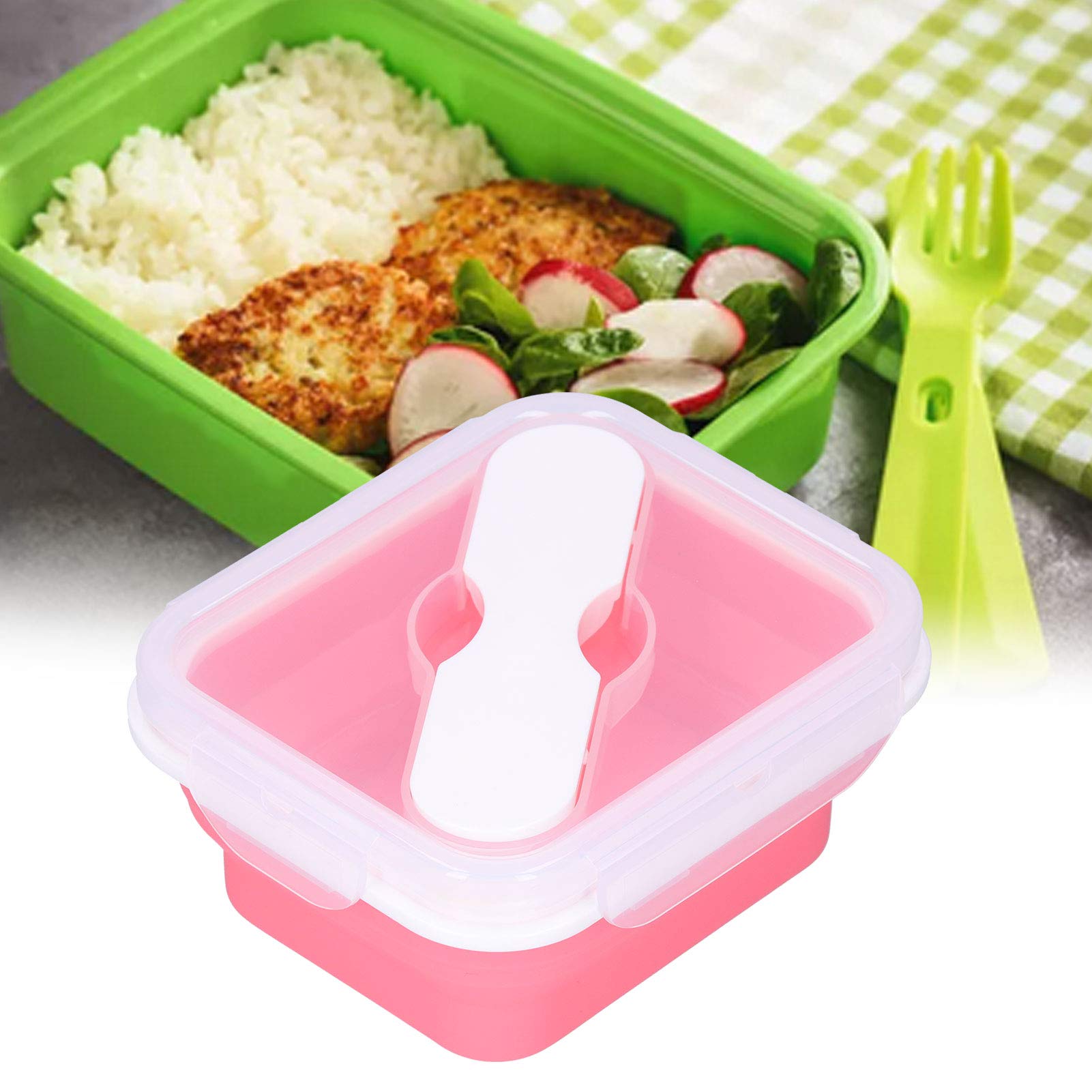 Insulated Lunch Box 600ml with Fork & Spoon - Leak Proof Thermal Food Container for School, Office & Work - Perfect for Students, Staff & Adults (Pink) | Ideal for Meal Prep, Picnics & Daily Commute