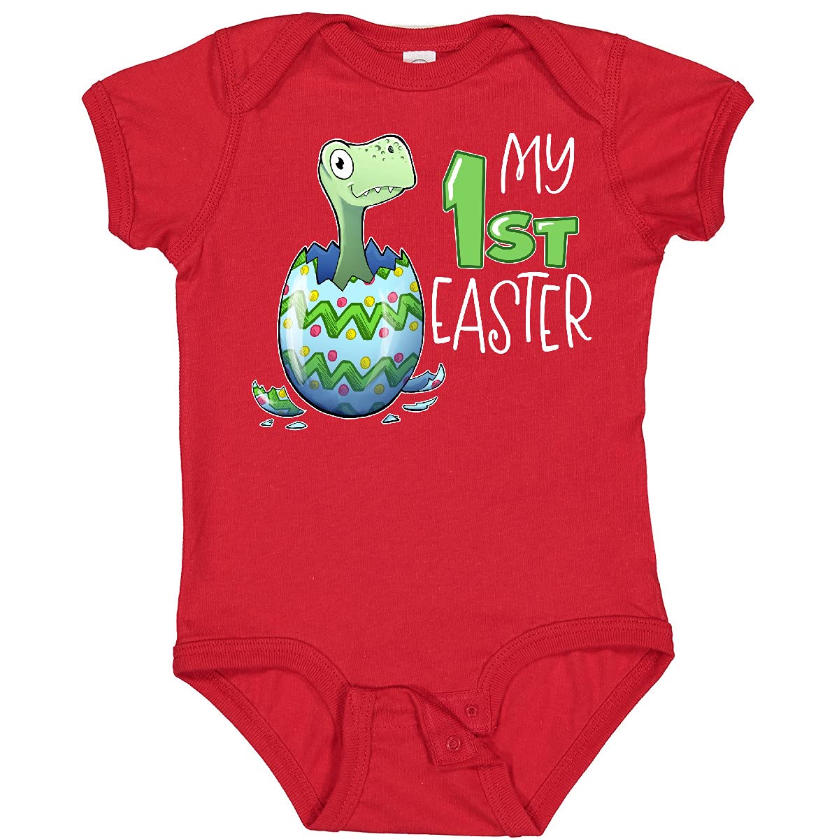 Inktastic My 1st Easter Dinosaur Hatching Egg Baby Bodysuit - Cute Easter Outfit for Infants & Toddlers - Perfect for Easter Photos, Egg Hunts & Family Gatherings