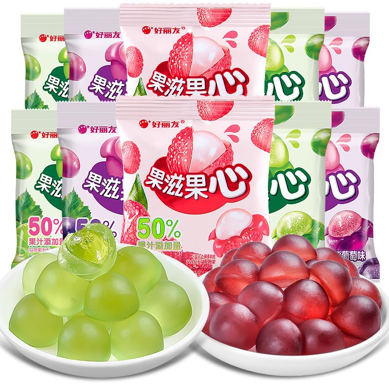 Peelable Soft Candy - 70g/Bag with 50% Real Fruit Juice, Assorted Grape & Lychee Flavor Chewy Toffee Snacks | Perfect for Gifts, Parties, and Everyday Sweet Treats (Green Grape Flavor, 2 Bags)