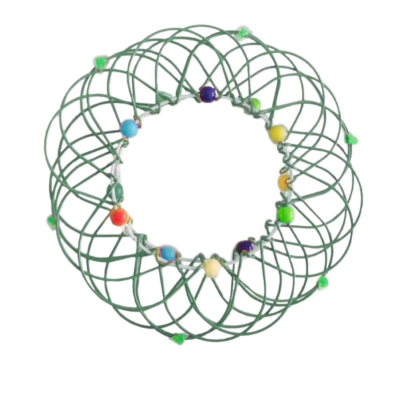 3D Magic Mandala Flower Basket Toy - Transforming Flow Ring Spinner with 35+ Shapes, Stress Relief Fidget Toy for Kids & Adults with Autism - Green | Perfect for Anxiety Relief, Classroom Focus & Sensory Play