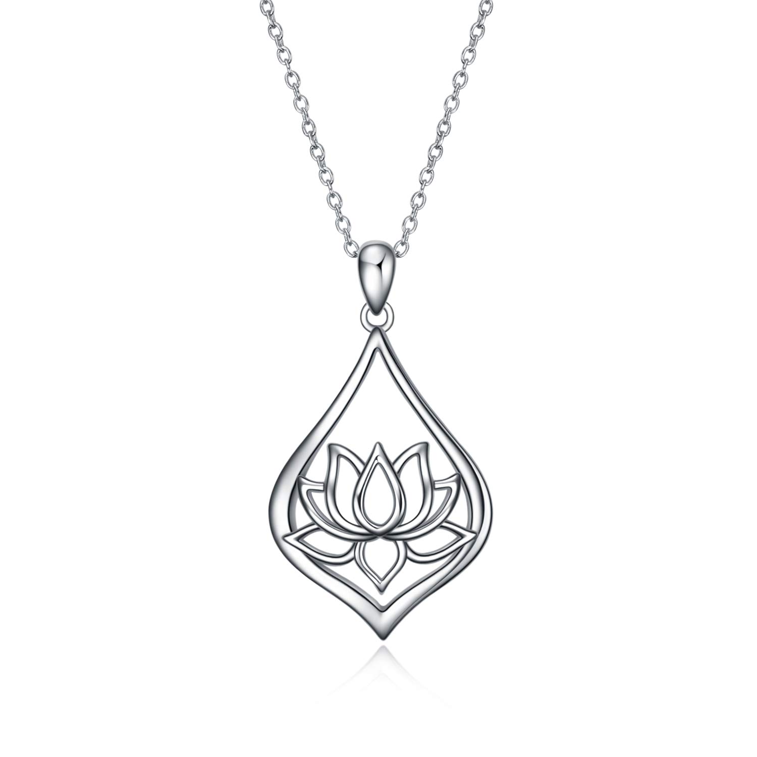 WINNICACA Sterling Silver Necklace for Women & Teens - Elegant Lotus & Hummingbird Flower Pendant Jewelry, Perfect Birthday Gift for Her | Ideal for Weddings, Anniversaries & Special Occasions
