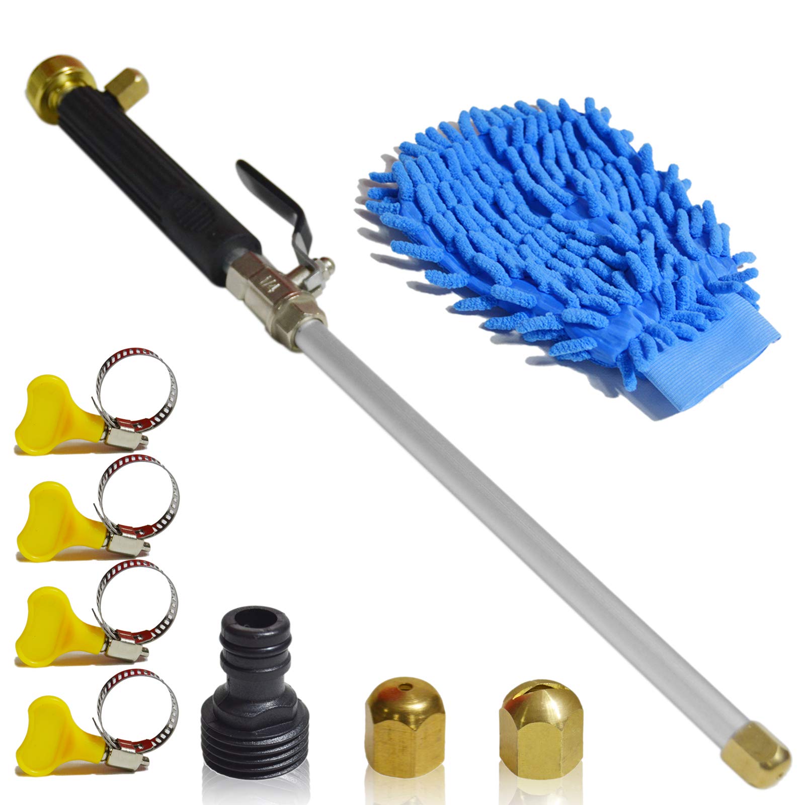 VNAKER High Pressure Power Washer Wand - Heavy Duty Metal Hydro Jet Nozzle for Car Washing, Garden Cleaning, Patio & Driveway - Universal Hose End Water Sprayer (Black) | Perfect for Home, Auto & Outdoor Cleaning
