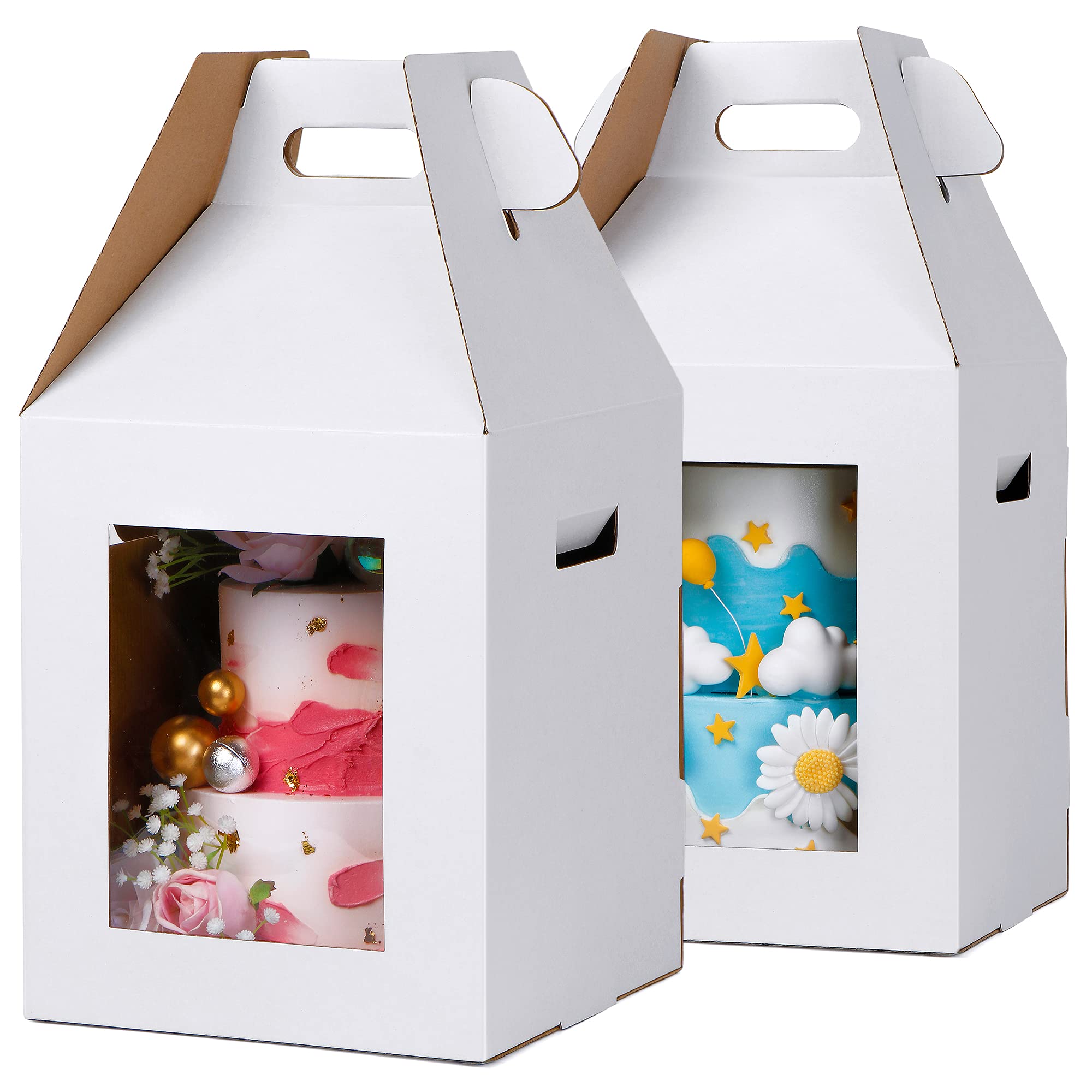 10x10x12 Inch Clear Window Cake Boxes - 10 Pack | Tall Bakery Box for Tiered Cakes, Wedding Cakes & Cupcakes | Premium Bakery Takeout Containers for Professional Bakers & Home Bakers | Perfect for Cake Transport, Storage & Gift Packaging