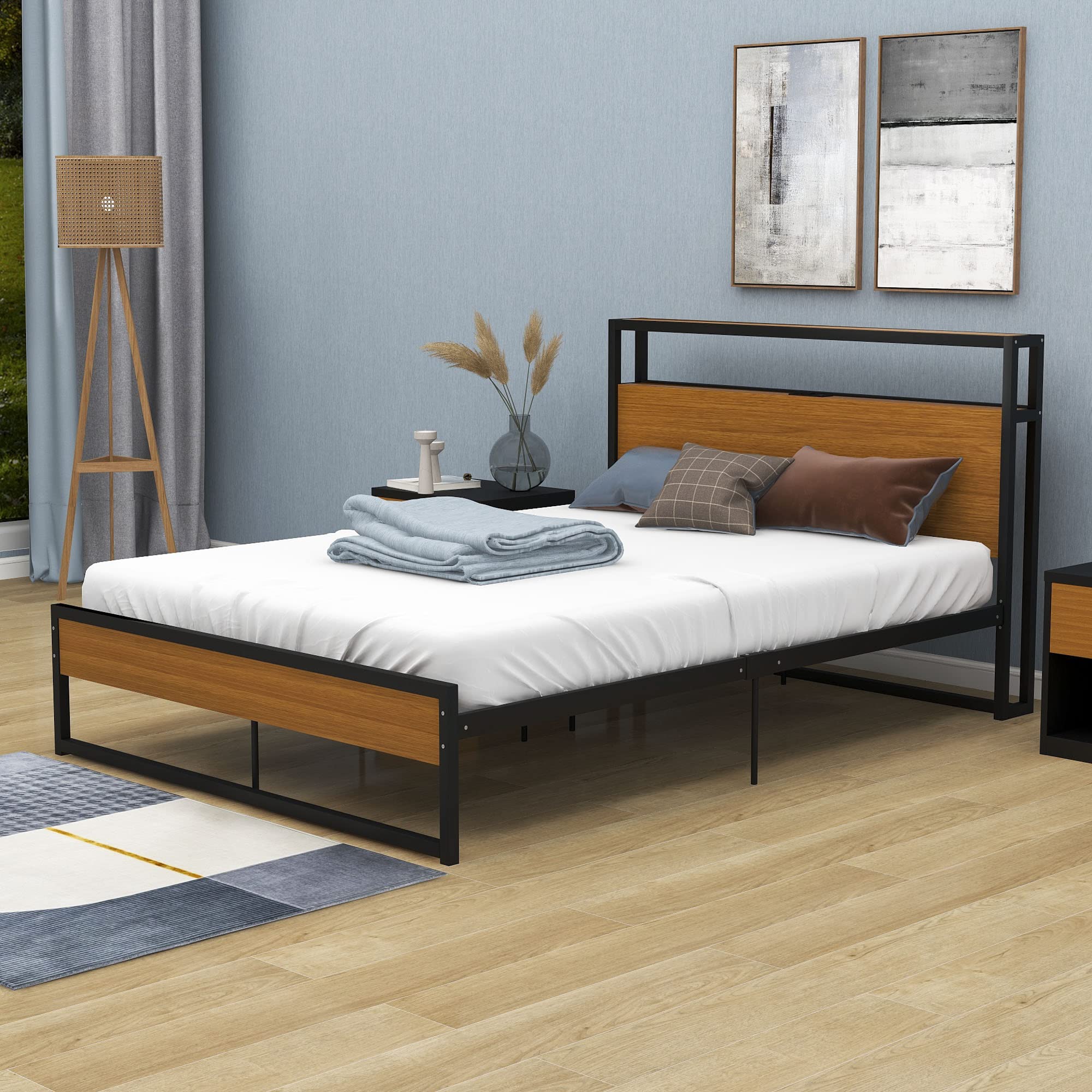 Full Size Platform Bed Frame with Headboard & Footboard - Sturdy Metal Frame for Teens & Adults, No Box Spring Needed - Perfect for Modern Bedrooms & Guest Rooms