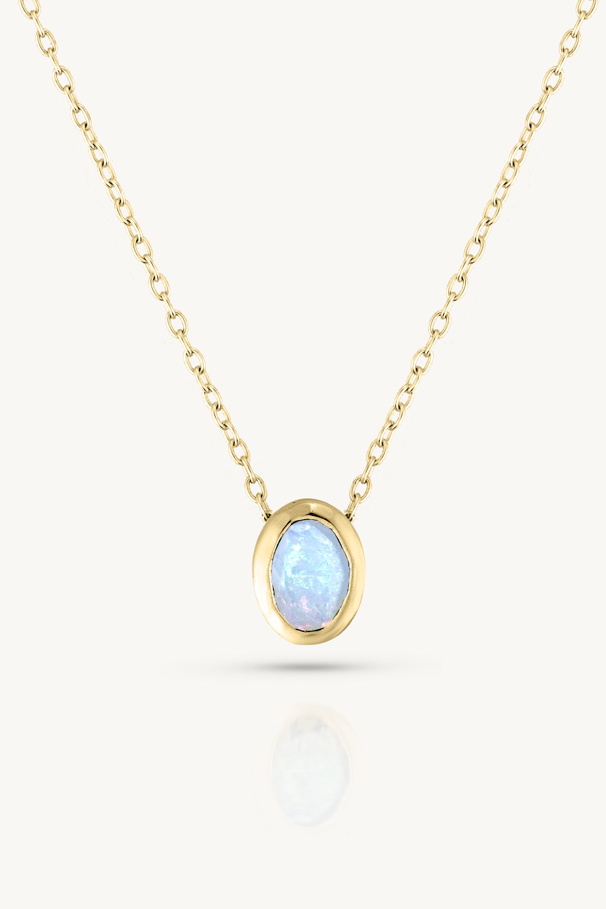October Opal Gold Oval Birthstone Necklace for Women - Elegant October Birthstone Jewelry Gift for Birthday, Anniversary & Special Occasions
