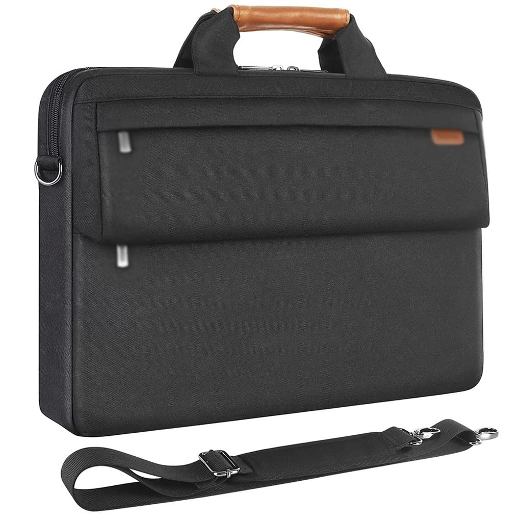 Shockproof Waterproof Laptop Sleeve 17 Inch - Business Messenger Shoulder Bag for MacBook Pro/Air, Notebooks & Tablets - Durable Protective Case for Work, Travel & School (Black)