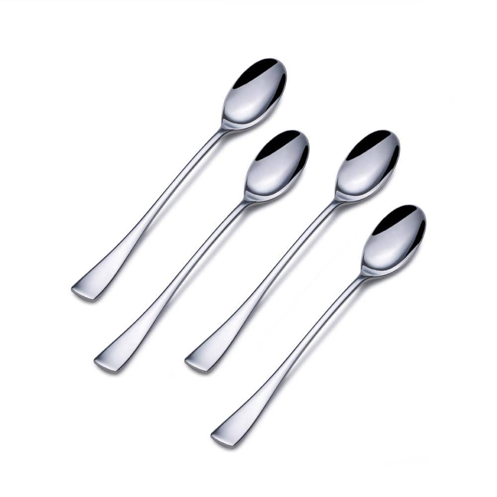 Serena Set of 4 Stainless Steel Iced Beverage Spoons - Perfect for Iced Coffee, Tea, Smoothies & Cocktails