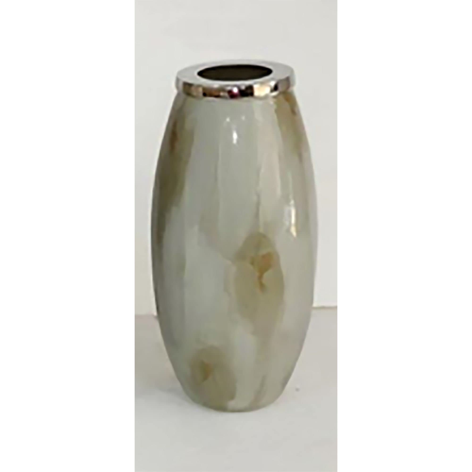 Kingston Living 18-Inch Taupe Brown Glass Decorative Vase with Ring - Elegant Home Decor for Living Room, Dining Table, and Wedding Centerpieces